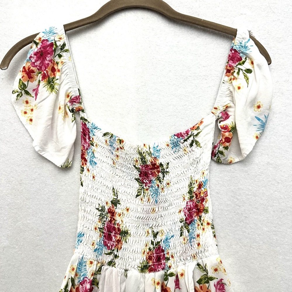 Lucy Love S Small Off the Shoulder Maxi Hi-low Athena‎ Dress Smocked Slit Floral - Picture 2 of 10